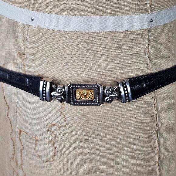 VTG 1996 Belt metal link and leather belt with dangle traditional classic M - Picture 4 of 13